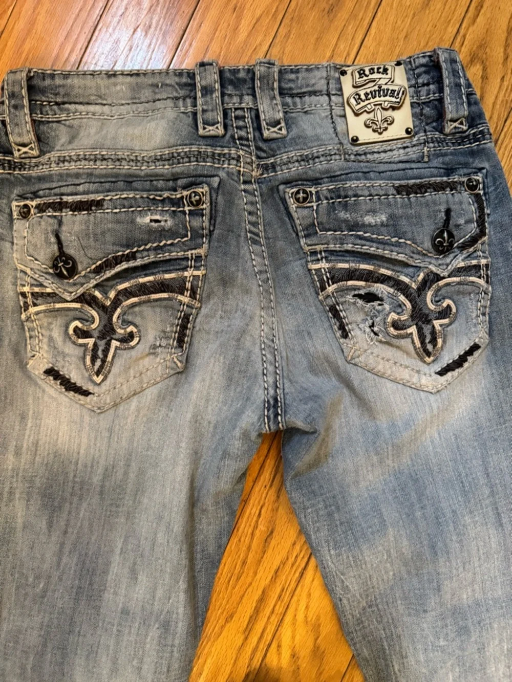 Rock Revival Mens Lanny Boot Jean Sz 34‎ Embellished Great Fade